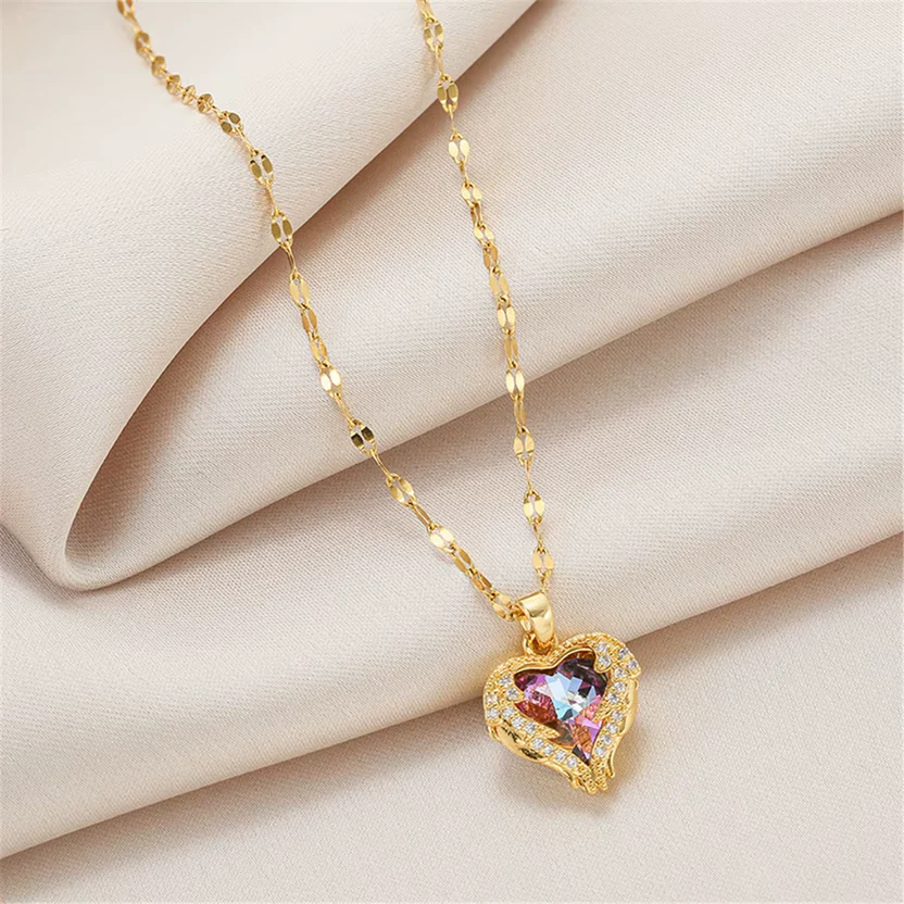 Crystal Ocean Heart Necklace for Women