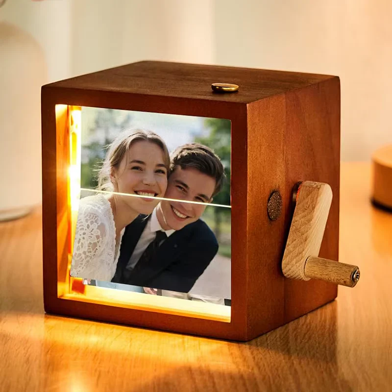 Customized Photo Wooden Rotating Memory Box