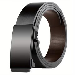 Black Automatic Buckle Business Leather Belt