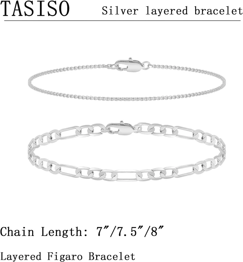 Silver Layered Chain Bracelets for Men