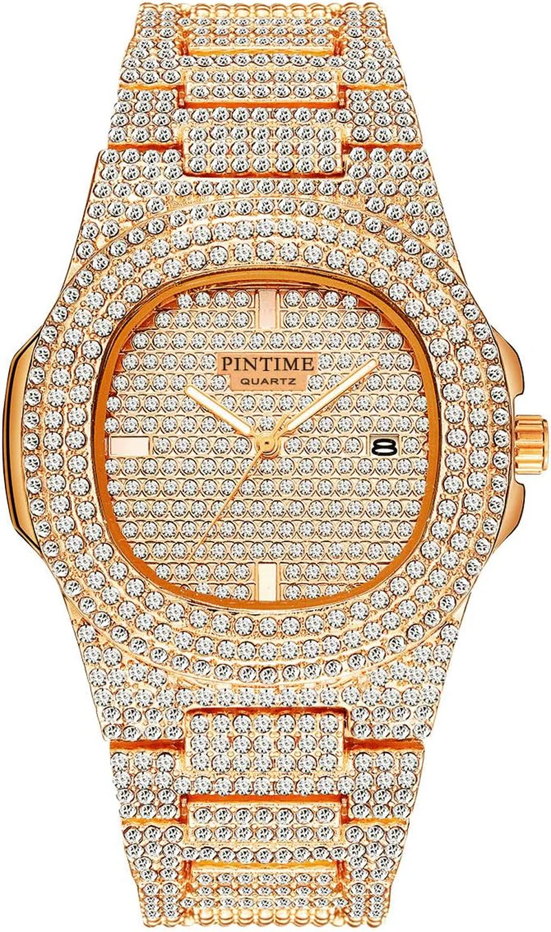 Unisex Full Bling Iced-Out Cuban Watch