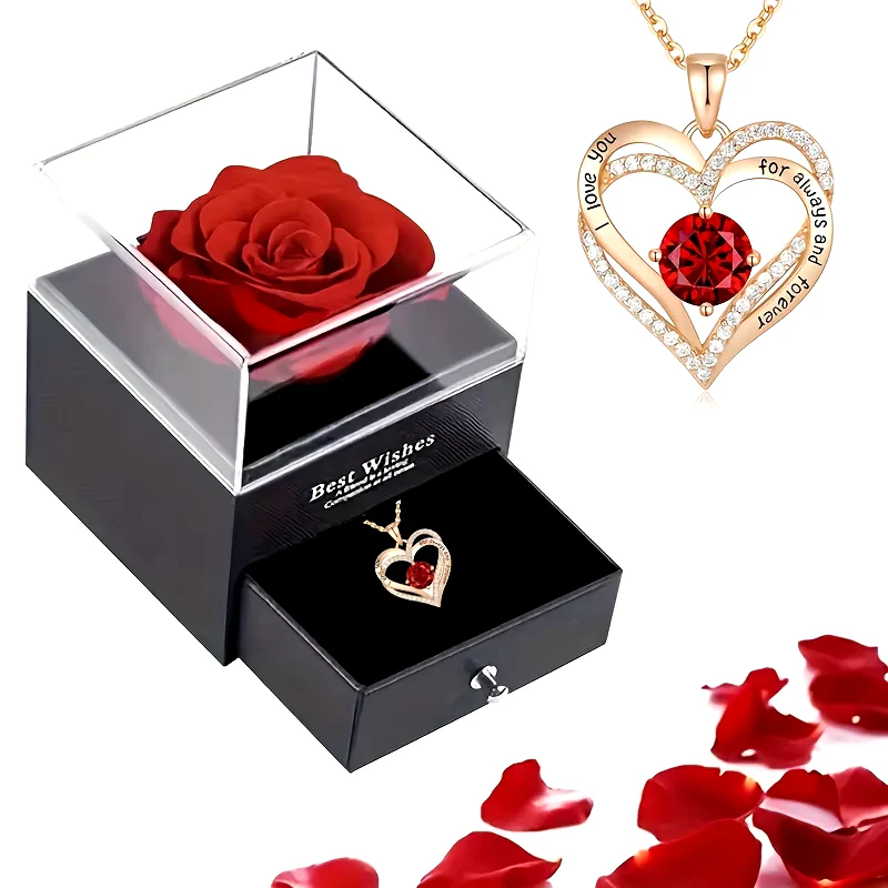Necklaces with Rose Flower Gift Box