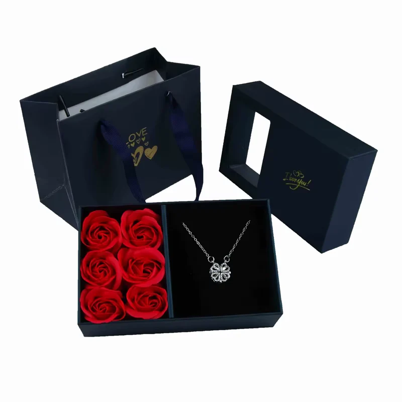 Rose Flower with Necklace and Box