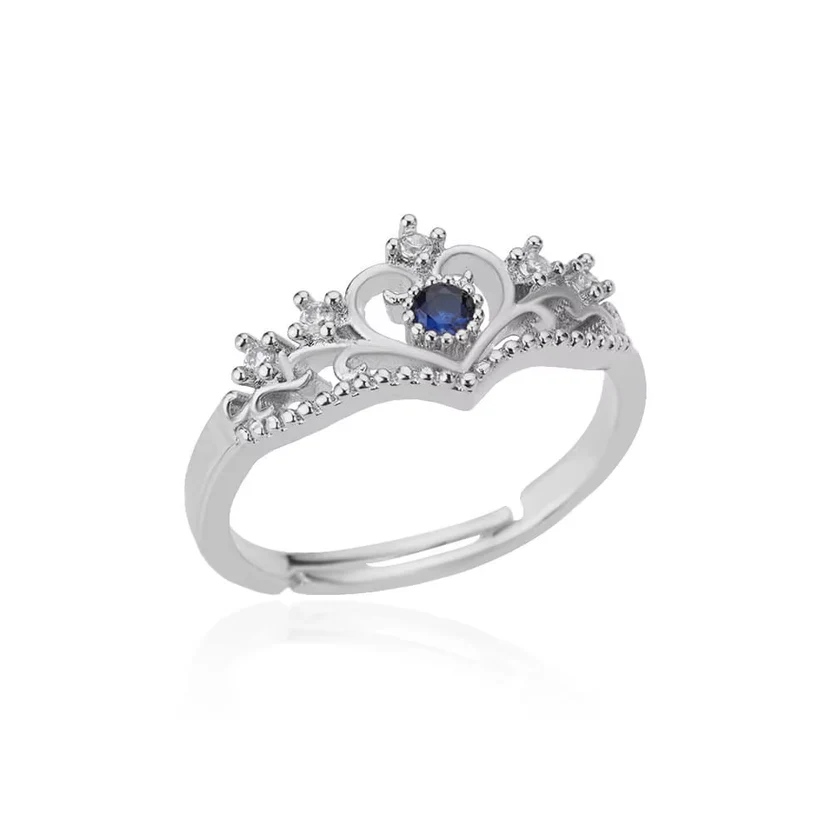 Blue Zircon Crown Adjustable Rings